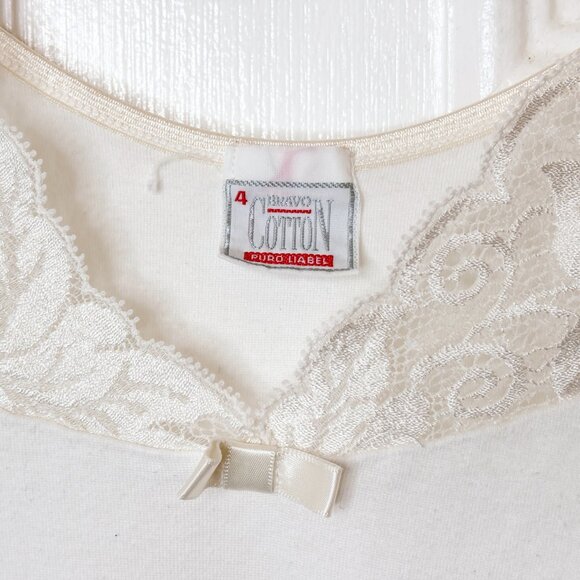 Bravo Cotton White Bodysuit / Leotard with Lace Accents, Size 4 - Picture 3 of 9